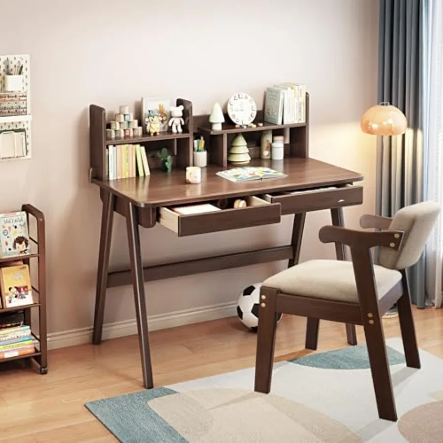 

Набор стола и стула из каучукового дерева для обучения и игр, для детей от 3 лет, коричневый