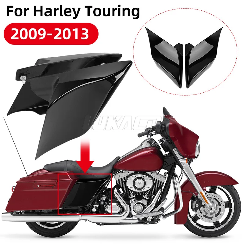 Motorcycle Stretched ABS Plastic Extended Side Battery Cover For Harley Road King Street Electra Glide Ultra Classic 2009-2013