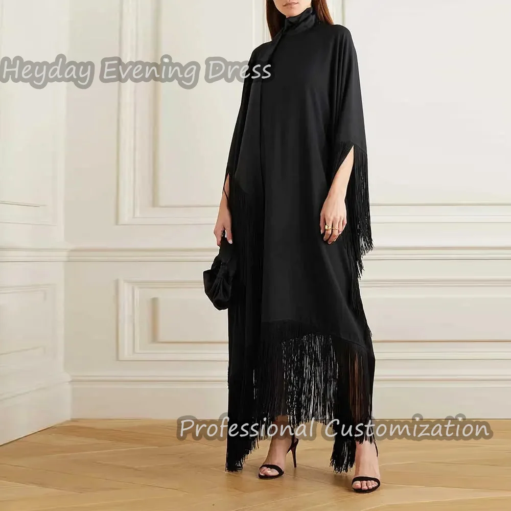 

Heyday O-Neck Saudi Prom Gown Party Ruffle Sexy Crepe Half Sleeves A-Line Ankle Length Elegant Dress For luxurious Woman 2024