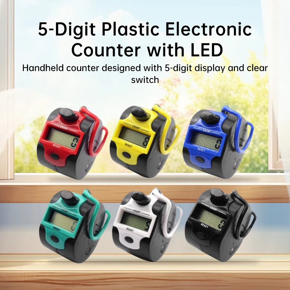 0-99999 Counts Counters Handheld Counter With Battery LED Digital Display Black White Yellow Red Blue