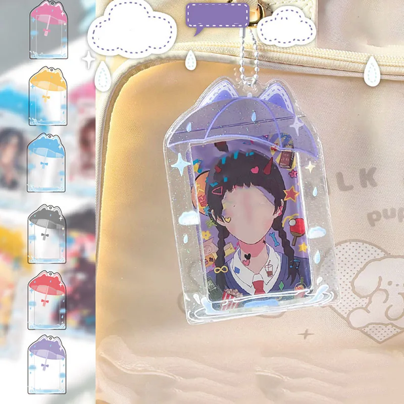 Fashion Pvc Jelly Umbrella Card Holder Cute Girl Idol 3-Inch Photo Storage Card Holder Backpack Pendant Keychain Gift