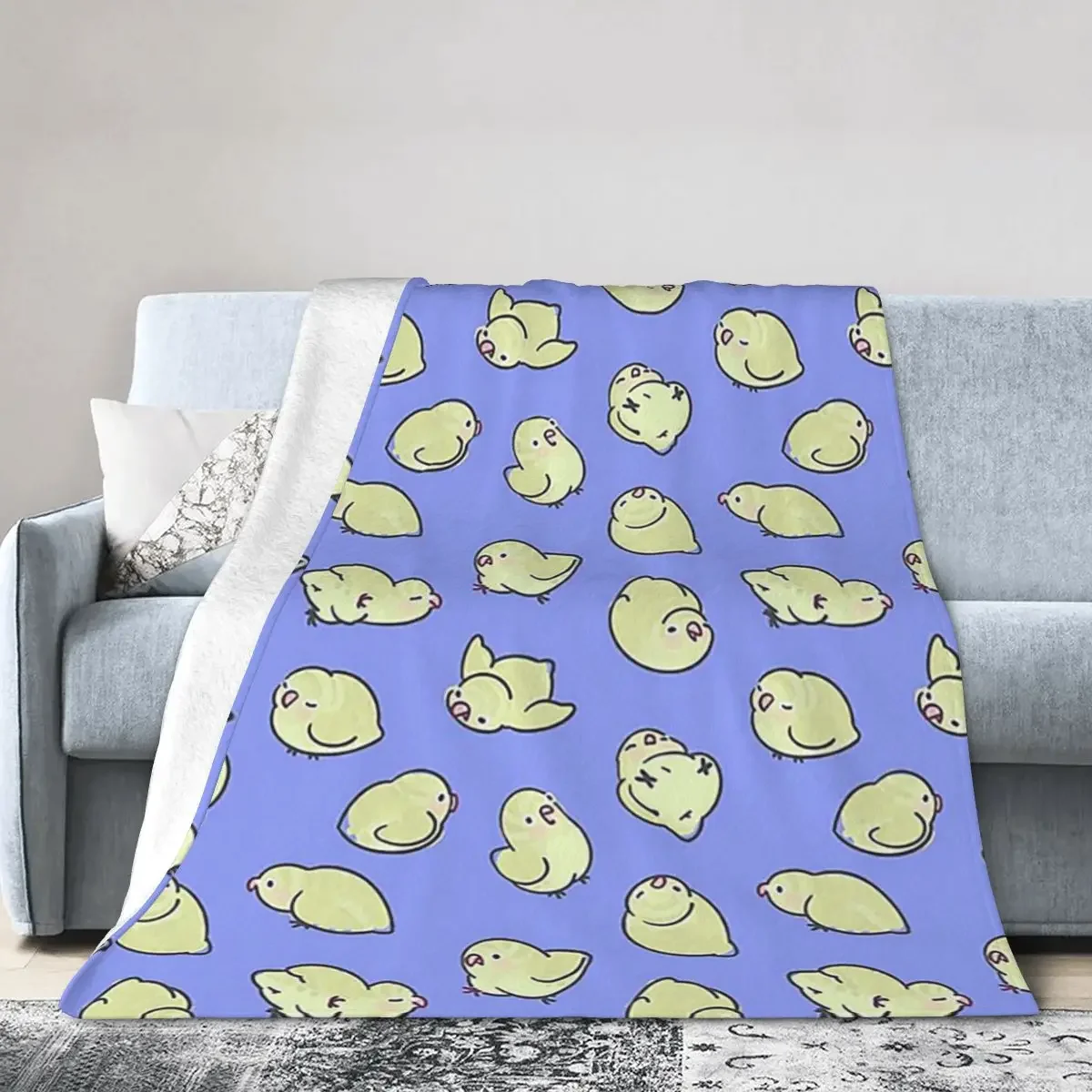 

Linnie Doots - Creamino On Blue Blankets Soft Warm Flannel Throw Blanket Plush for Bed Living room Picnic Travel Home Couch