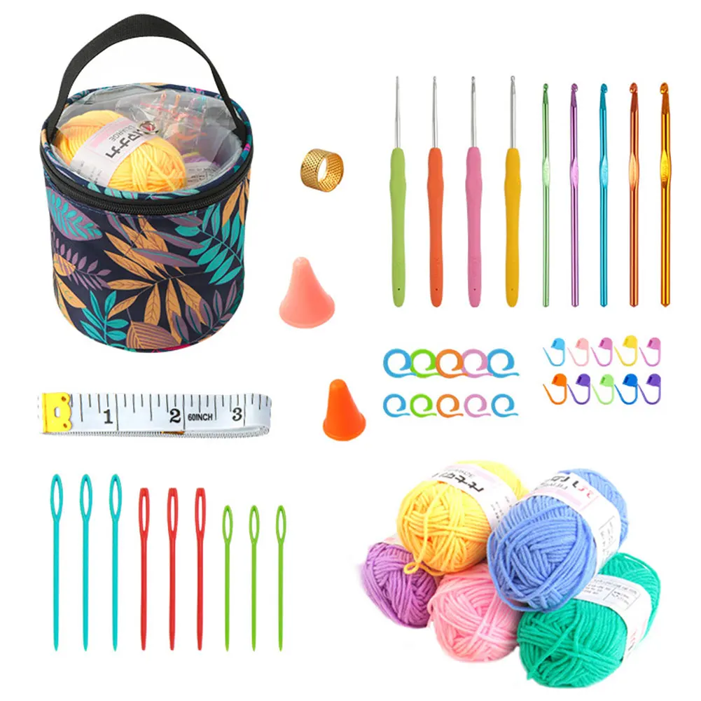 Crochet Hooks Kit Crochet Beginner Kit Ergonomic Crochet Needles Weave Yarn Kits for Beginners and Experienced Crochet Lovers