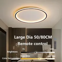 Large LED Ceiling Light 50/80CM Bedroom Living Room Study Room Super Slim Black White Gold Home Decor Lighting Fixture