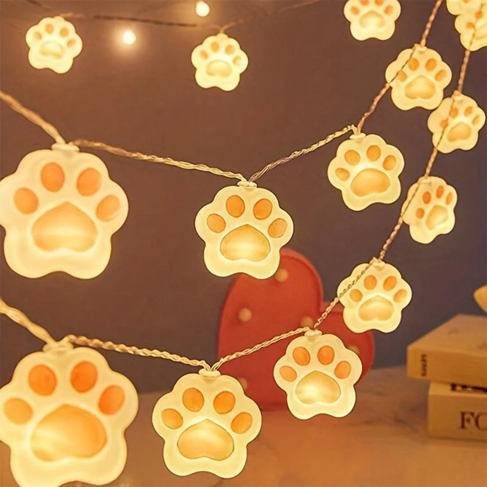 

Warm Yellow Light 2M LED Cat Claw Light String Bedroom Home Christmas Outdoor Backyard Decoration Garland Lamp Girl Gifts