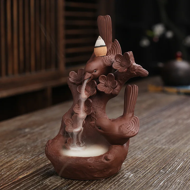Quemador de incienso de reflujo de arcilla púrpura Dehua, adorno de regalo artesanal chino creativo, quemador de aromaterapia de reflujo Original