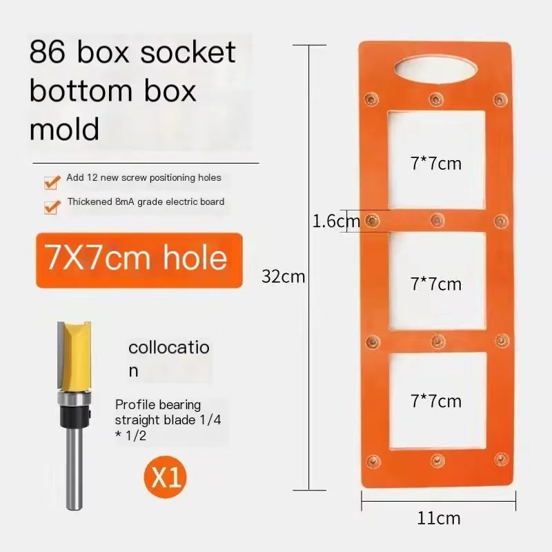 New Switch Socket Bottom Box Slotted Scribing Template Tool Opening Hole Decoration Tool Bricklayer Tool with Milling Cutter