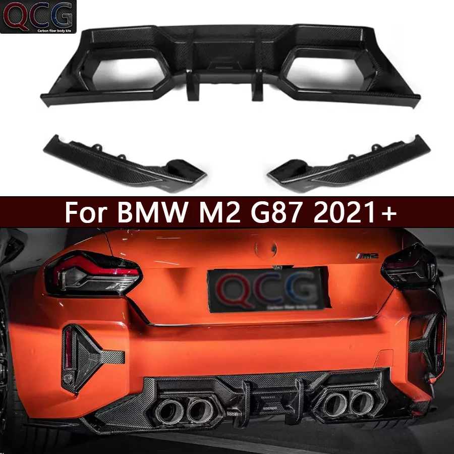 For BMW M2 G87 2021+ Dry Carbon Fiber Back lip Car Rear Bumper Diffuser Rear Splitters Spoiler  Upgrade Car Accessories body kit