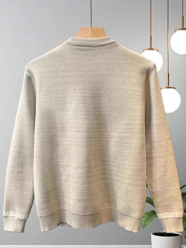 Retro round Ne Men's Slim Fit Striped Knit Base irt Warm Casual Sle Autumn Winter Faion Brand Sweater Knitted Top