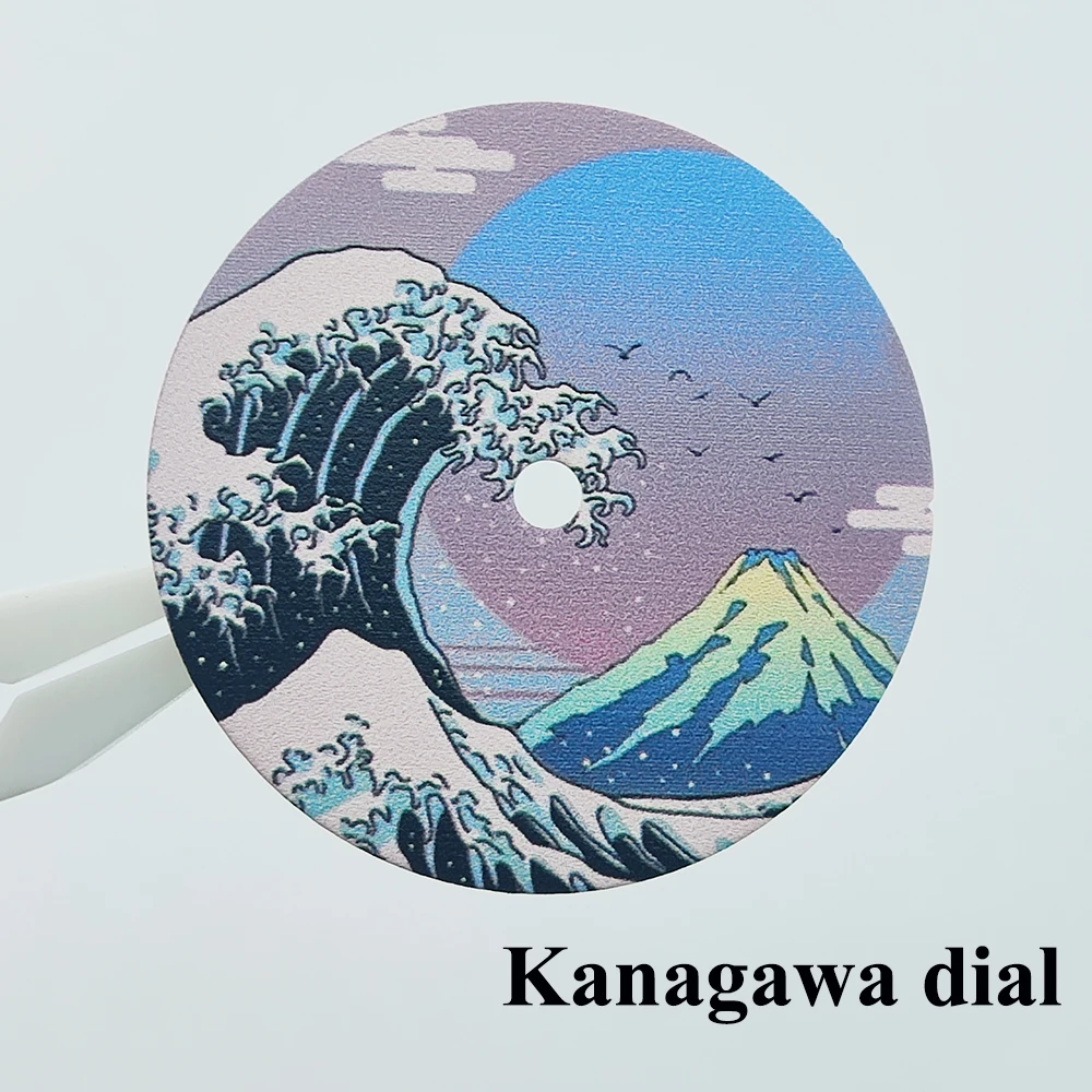 28.5mm Watch Dial Kanagawa Wave Sterile Dial NO Luminous UV Color Print Customiable Watch Face Fit NH35/36 Movement Watch Parts
