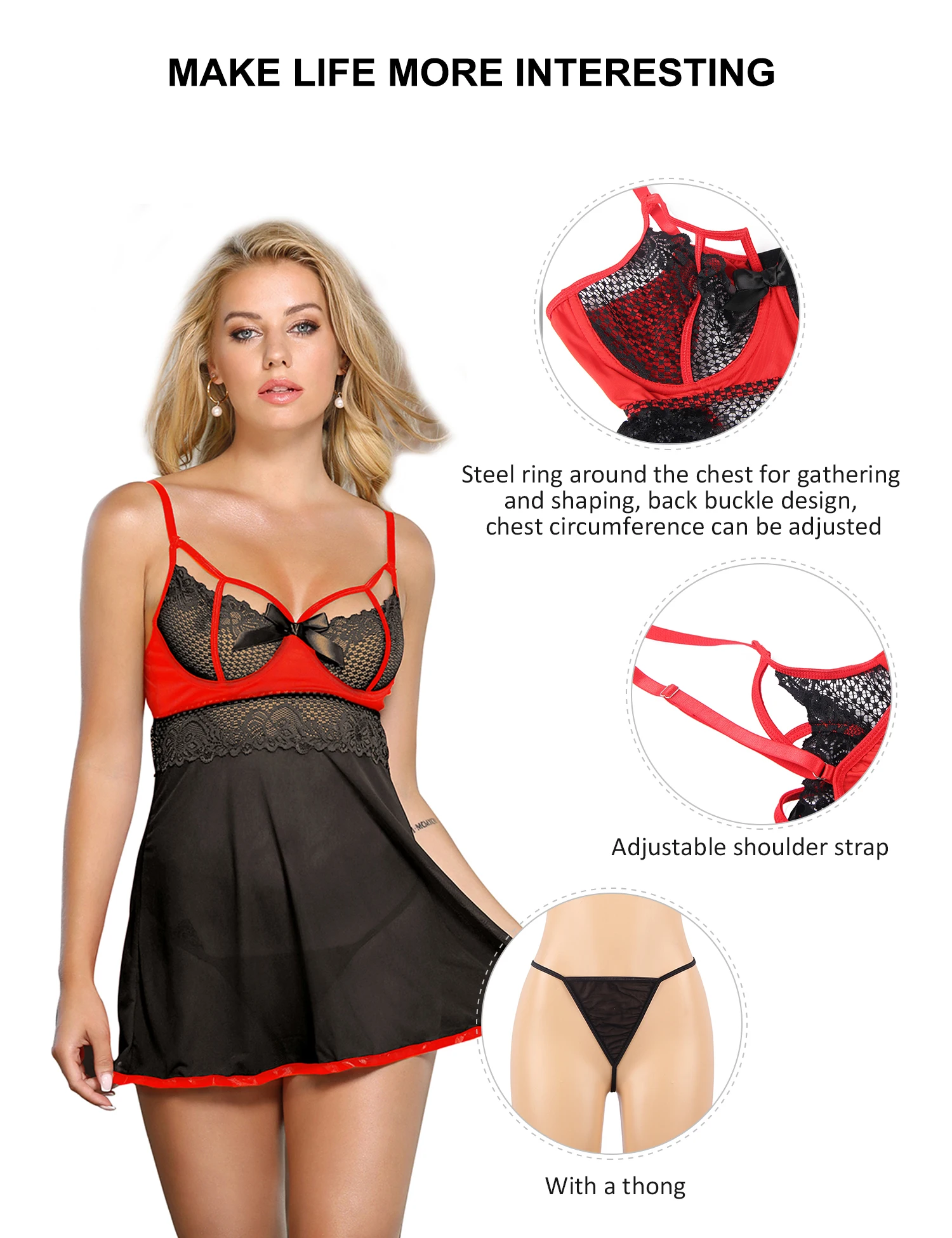 Comeondear 女性のナイトガウン官能的な Lenceria Mujer 女性のエキゾチックなアパレル Ropa セクシーな Mujer プラスサイズ 6XL ホットベビードールランジェリー