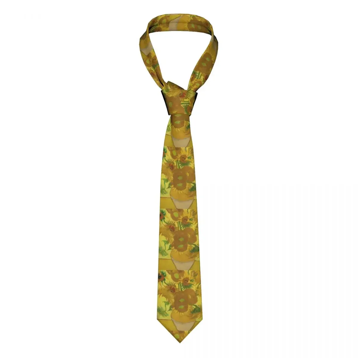 Vase With Twelve Sunflowers Neckties Men Customized Silk Vincent Van Gogh Painting Neck Ties for Office