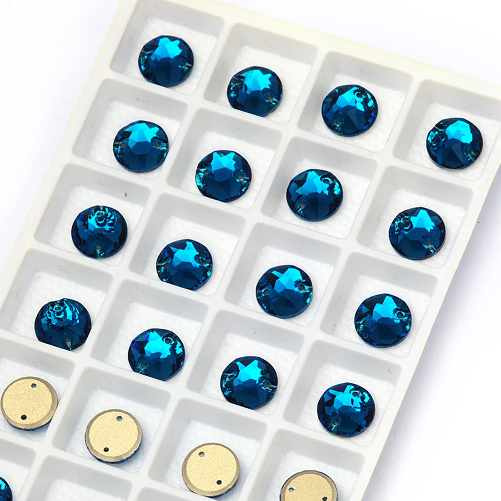 PUBRILEX Blauer Zirkon Rivoli Tropfen Kosmische Kristallsteine Flache Rückseite Strass zum Aufnähen für Kleidung, Kleider, Handarbeiten und Dekoration – Detail 15