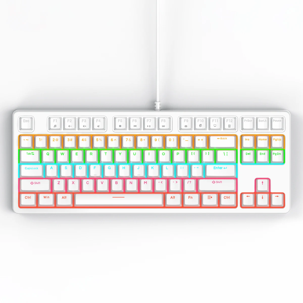 

87 Keys Wired Usb Mechanical Keyboard Mixed Color Light Mode with Sleeve Pluggable Pvc Keyboard