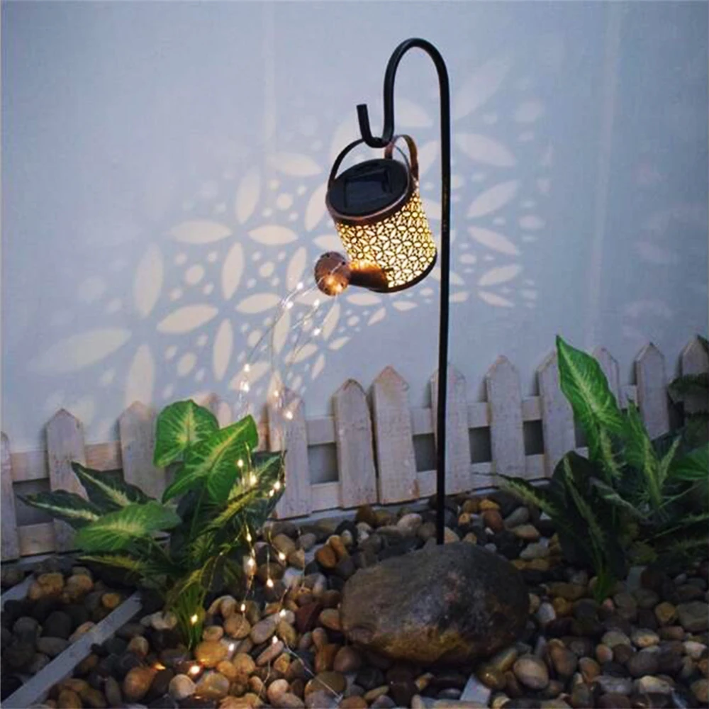 

Solar Watering Can with Cascading Light Water Can Solar Lights Garden Decorative Solar Waterfall Lights Waterproof Hanging Light