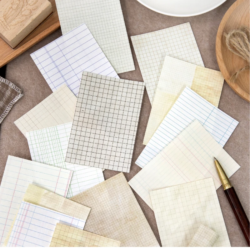 40pcs Plaid & Grid Writable Paper - Aesthetic Pastel Checkered Sheets for Journal Scrapbook