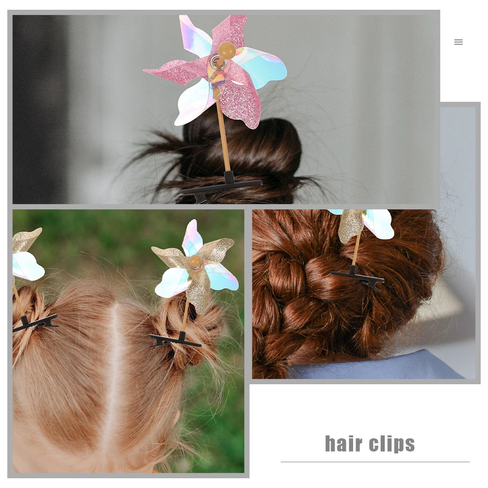 

16pcs Glitter Windmill Hair Clips Vibrant Colors Party Kids Accessories Sweet Pinwheel Barrettes Toddler