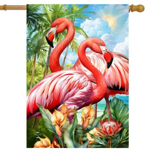 Briarwood Lane Flamingo Pair House Flag XXH LLP LLX uui