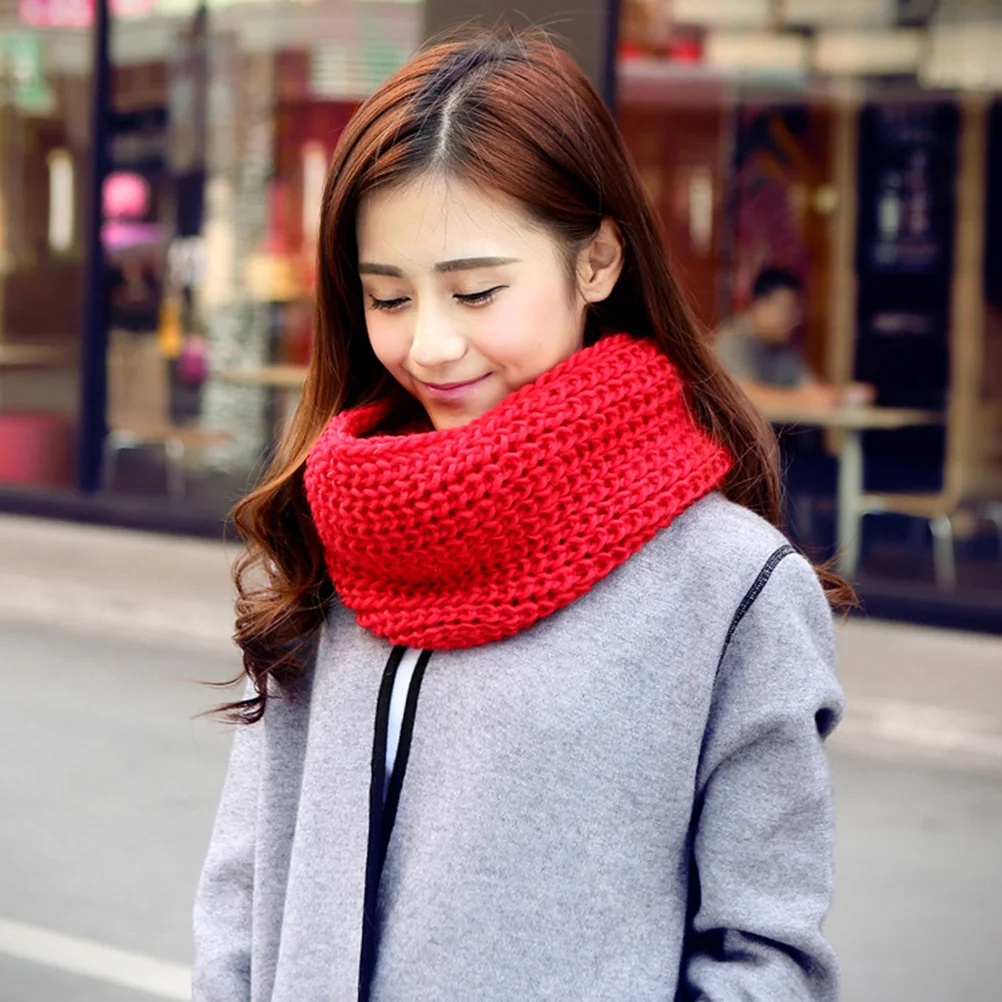 Knit Wool Blend Scarf Mens Woven Scraf Thick Winter Korean Version Knitted for Women Neck