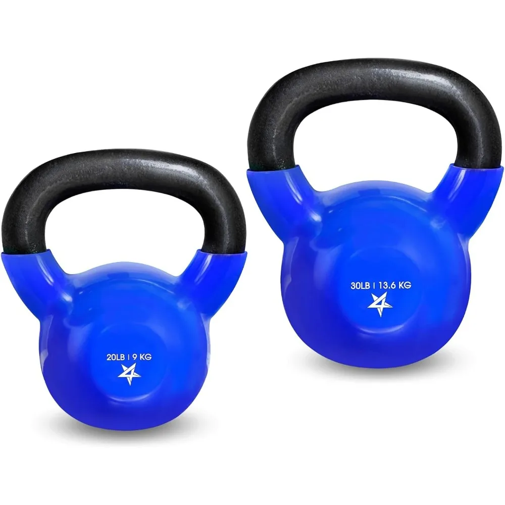 

Combo Kettlebells Vinyl Coated Weight Sets Great for Full Body Workout Equipment Push up, Grip Strength and Strength Training