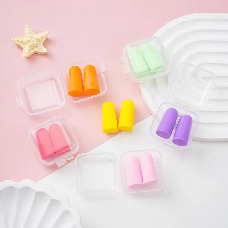 ۞ 10 Pair Multicolor Soft Foam Earplugs 38dB Noise Cancelling With Portable Storage Cases For Sleep Work Travel Study Concerts