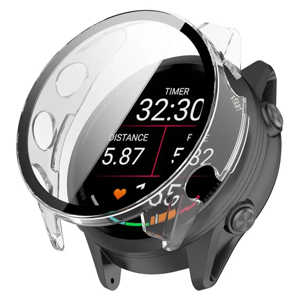 Folia z hartowanego szkła, etui ochronne do smartwatcha Garmin Forerunner 570 42mm/47mm, osłona ekranu, ramka ochronna Z7U2