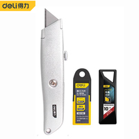 Deli Portable Box Cutter нож, Metal Heavy Duty Pocket Utility Knife for Men, Retractable Side Switch Style Sharp SK2 Blade 델리 공구