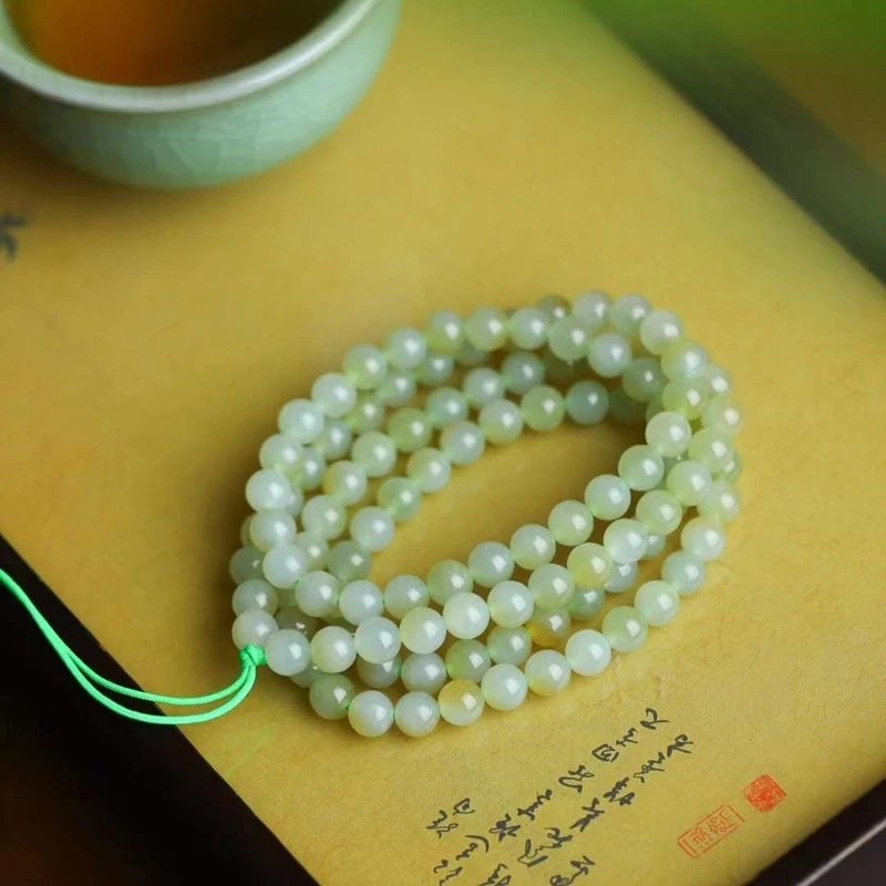 

Natural Hotan , Qiemo Sugar Material Old Jade, 108 Bead Chain, Multi-use Style