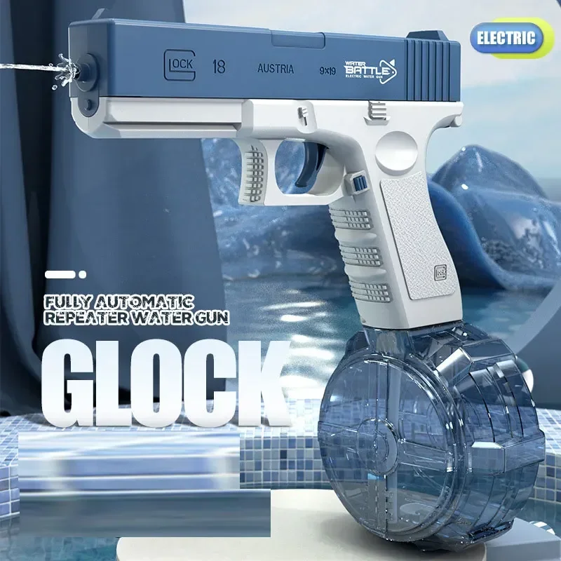 2PCSNew Water Gun Electric Glock Pistol Shooting Toy Full Automatic Summer Beach Toy For Kids Children Boys Girls Adults