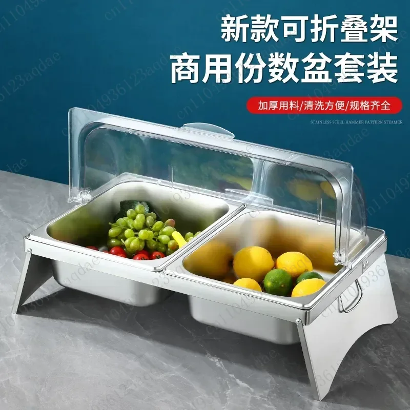 Transparent Display Clamshell, Dust-proof And Fresh-keeping Braised Vegetables, Fried Skewers, Multi-grid Stainless Steel