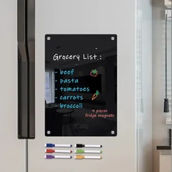 Black Fridge Magnets Acrylic Weekly Planner Boards Rewritable Refrigerator Stickers Dry Erase Message Board Kitchen Decoration