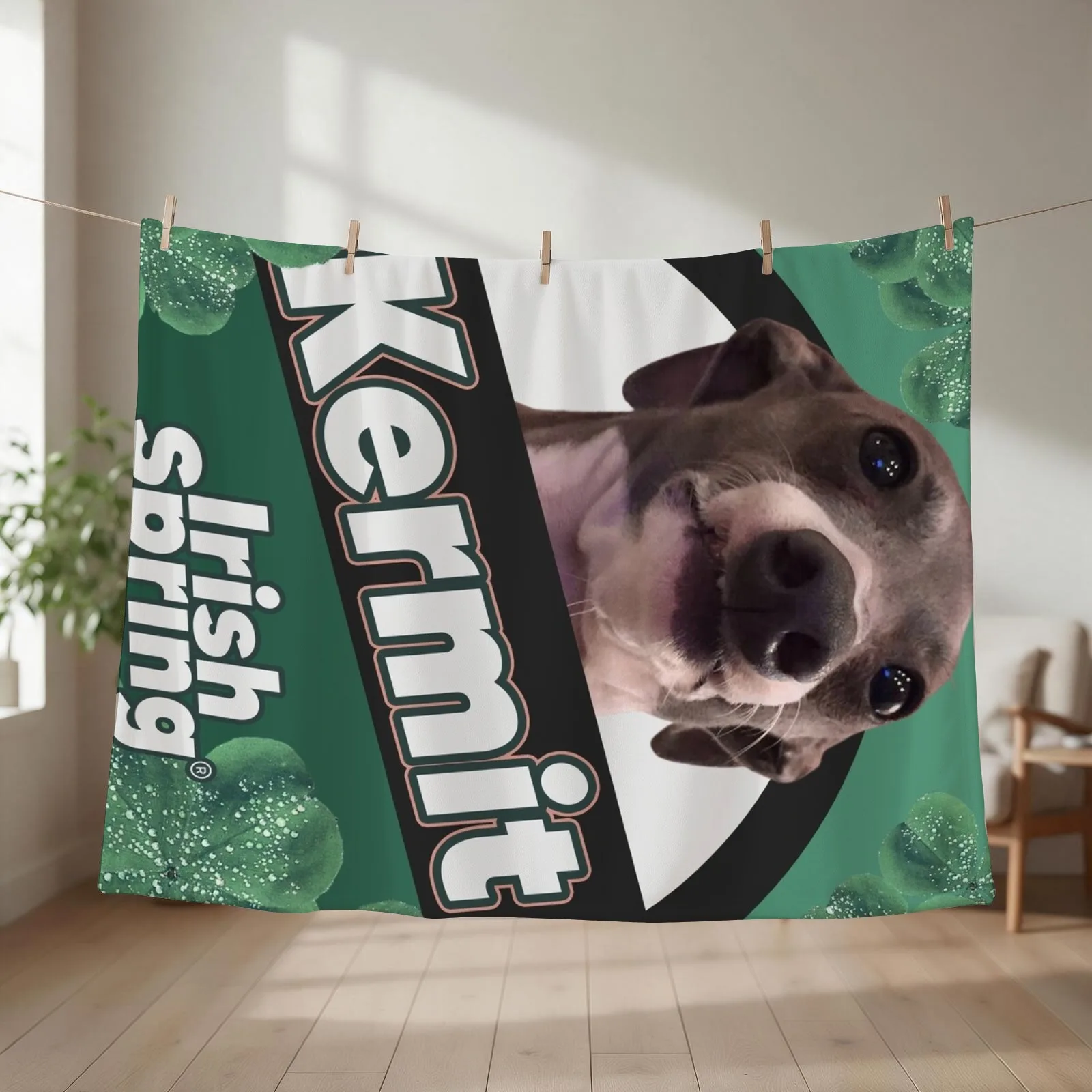 Kermit's Irish Spring Throw Blanket Blankets For Baby Loose Camping blankets and throws Blankets