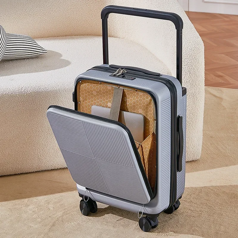 

20 24 Boarding Box Wide Pull Rod Trolley Case Travel Suitcase Large Capacity Rolling Luggage Unisex Front Opening Trunk Password