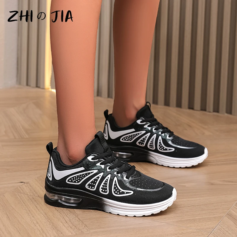 Summer New Air Cushion PU Shoes Women\'s Mesh Breathable Footwear Outdoor Fashion Running Fitness Shoes Casual Sneaker Large size