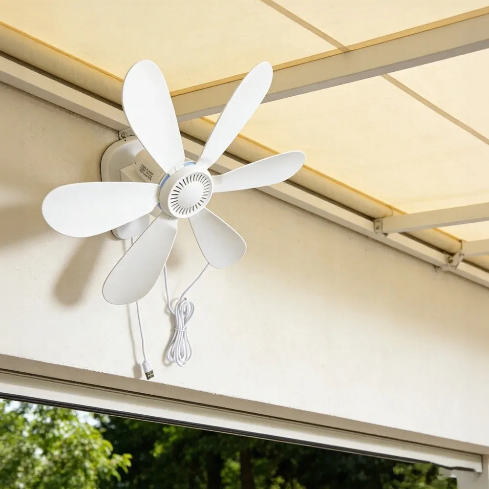 Silent 5V USB Wall Fan for Outdoor Camping and Indoor Use Compact Ceiling Fan for Bathroom Kitchen Garage and Workshop