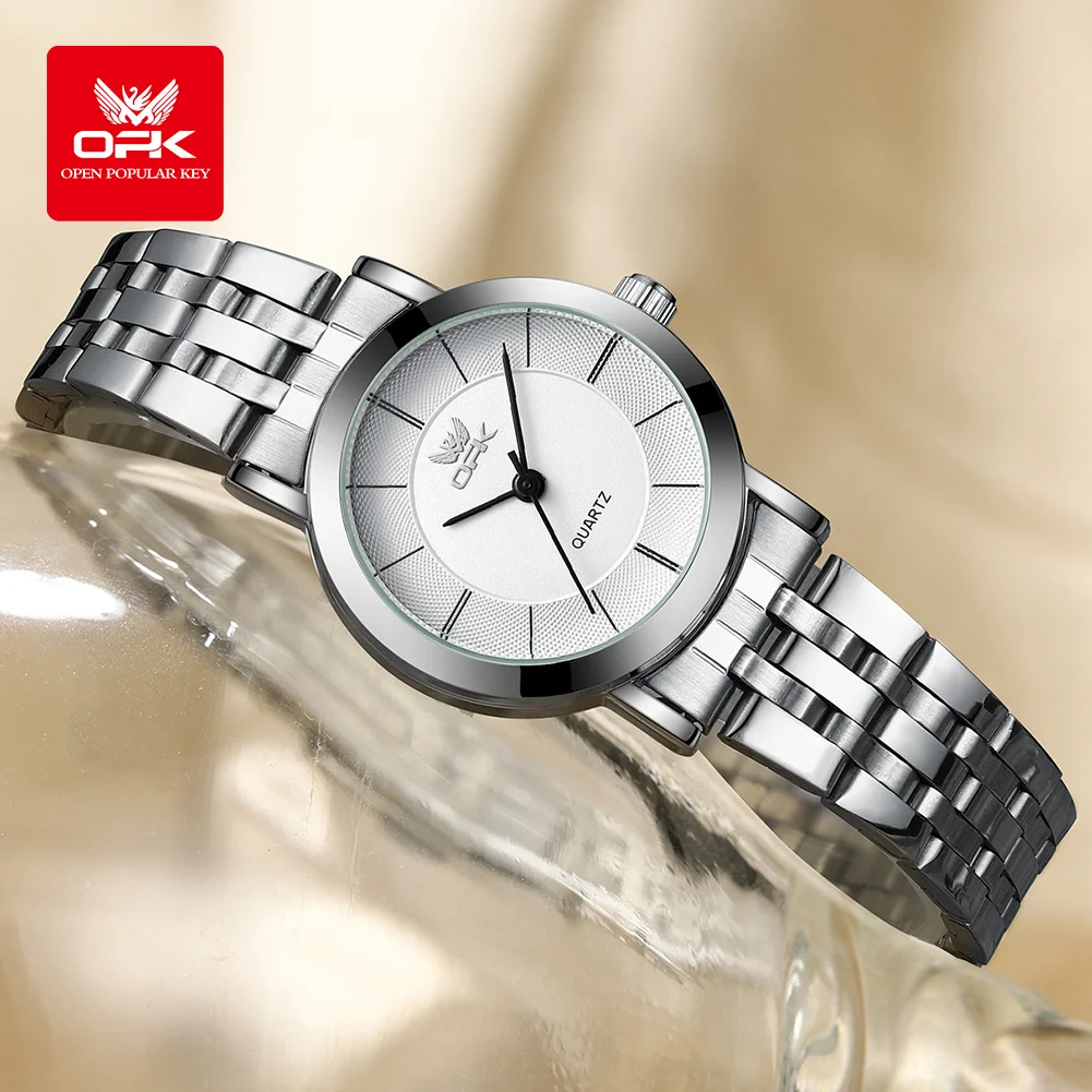 Orologio da cintura in acciaio da donna di marca OPK semplice e alla moda al quarzo impermeabile 6019