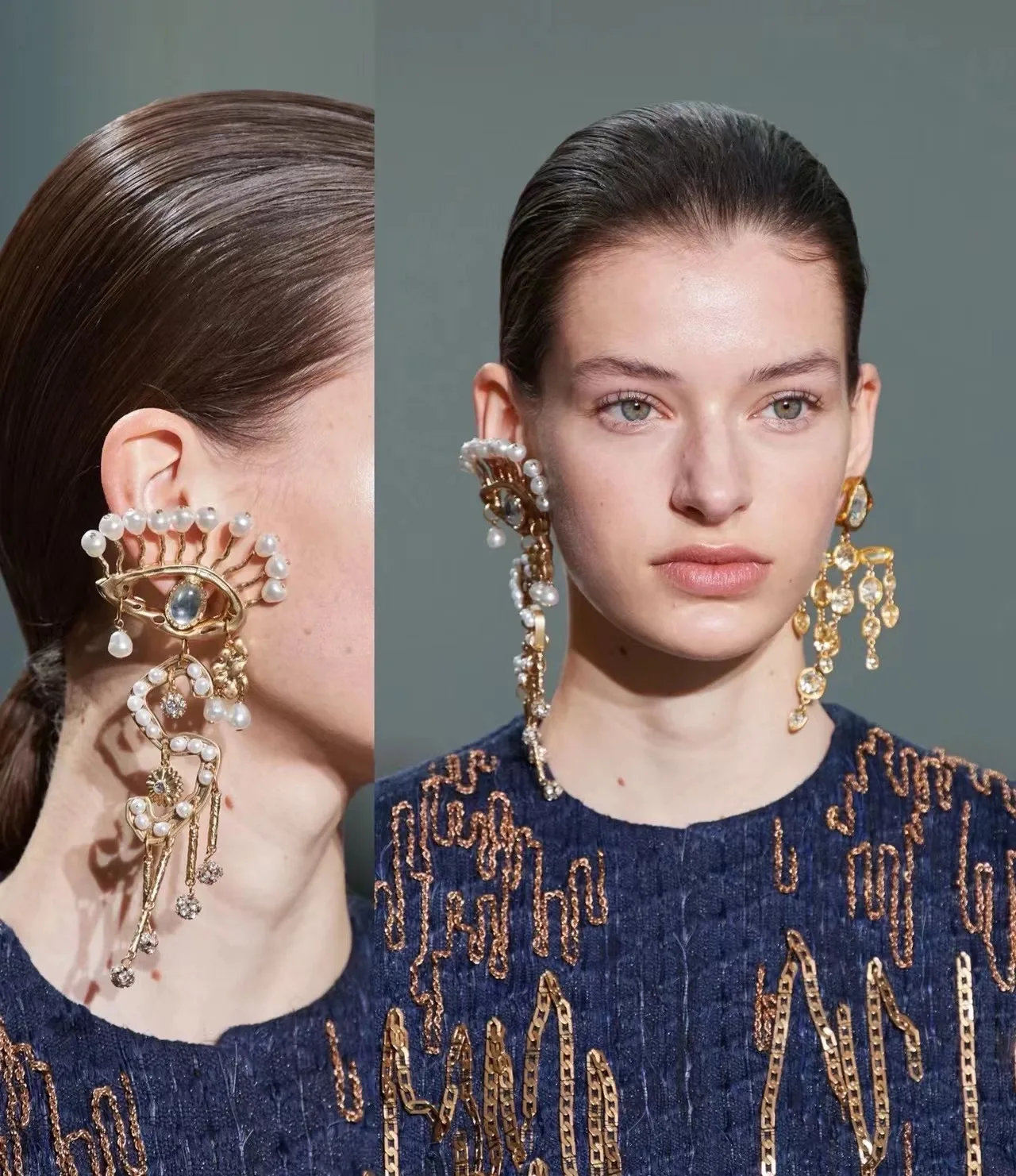 Europe America Tassel Long Pearl Crystal Classic Earrings Women Art Designer Luxury Jewelry Trend