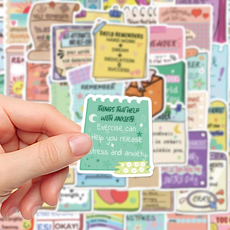 50 قطعة ملصقات الصحة العقلية الكرتونية الملونة الديكور ملاحظة غرفة دفتر الغيتار الإبداع مقاوم للماء لعبة ملصق حائط من الفينيل