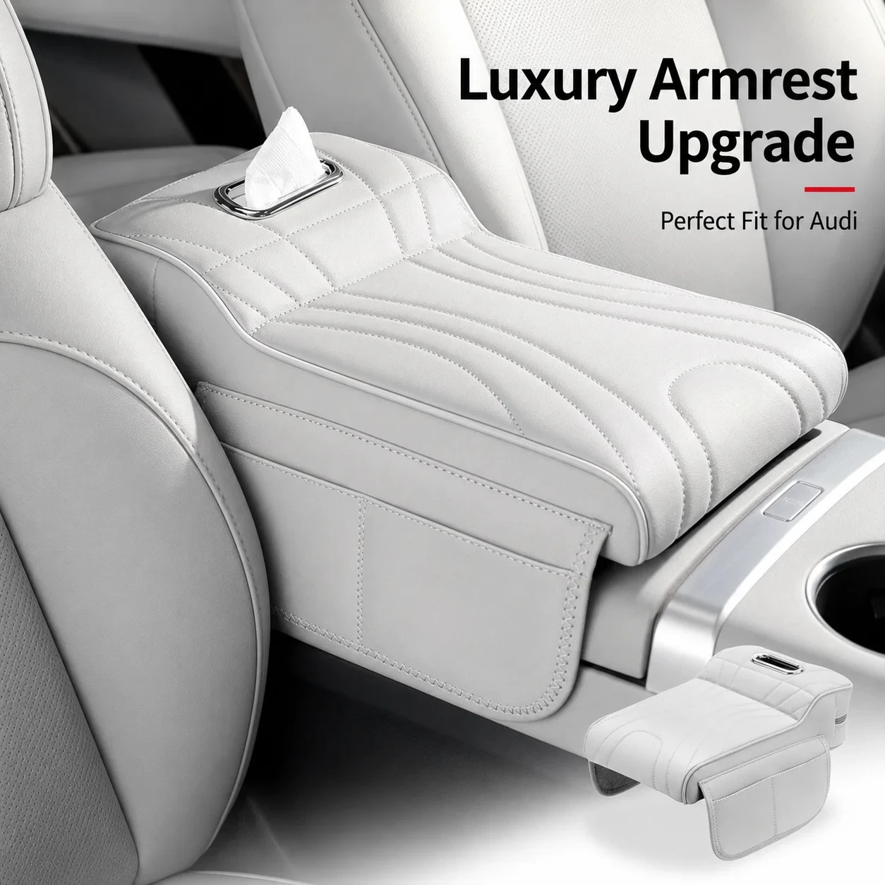 2026 New Universal Memory Foam Car Armrest Booster Pad with Storage Pocket Comfort Cushion for Driver Auto Interior Accessories