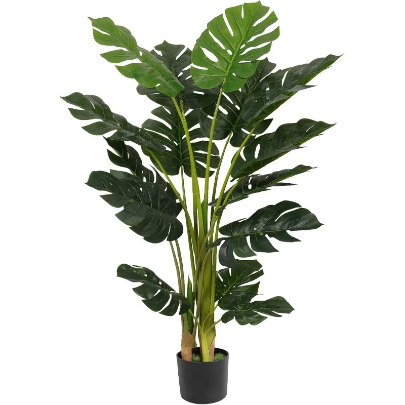 Artificial [Monstera] Deliciosa [Plant] 4ft Tall 15 Decorative Split Leaves, Faux Swiss Cheese [Plant] Fake Tropical [Monstera]