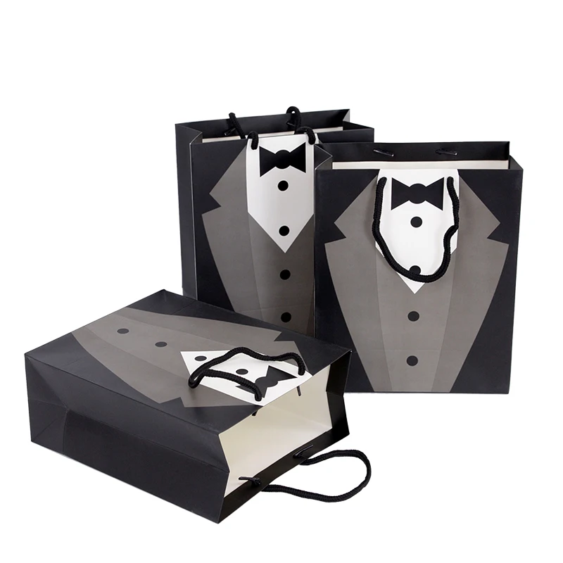 5 stücke hochzeits geschenk beutel kreatives bräutigam tuxedo papier mit griff box vater geburtstags geschenk verpackung souvenirs party dekoration