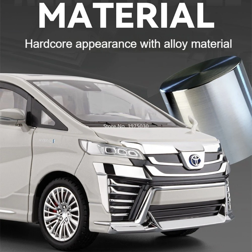 1:18 Toyota Vellfire Cars Models Alloy Diecast Toys 6 Doors Opened Miniature Vehicles Wheel Pull Back MPV Kids' Perfect Presents