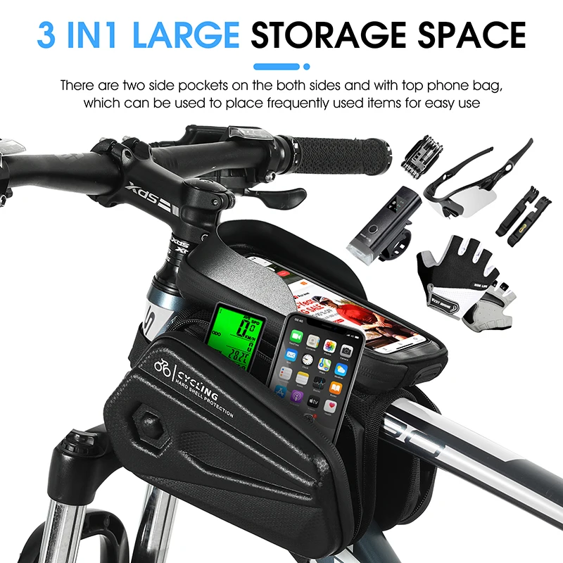 WEST BIKING Bicycle Bag Front Frame MTB Bike Bag Cycling Accessories High Quality Waterproof Touch Screen Top Tube Phone Bag