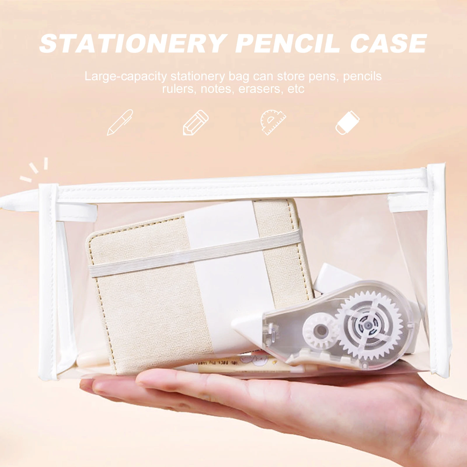 

Large Capacity Pencil Bag Stationery Organizer Smooth Zipper Lightweight Pen Storage Pouch for Students Teachers