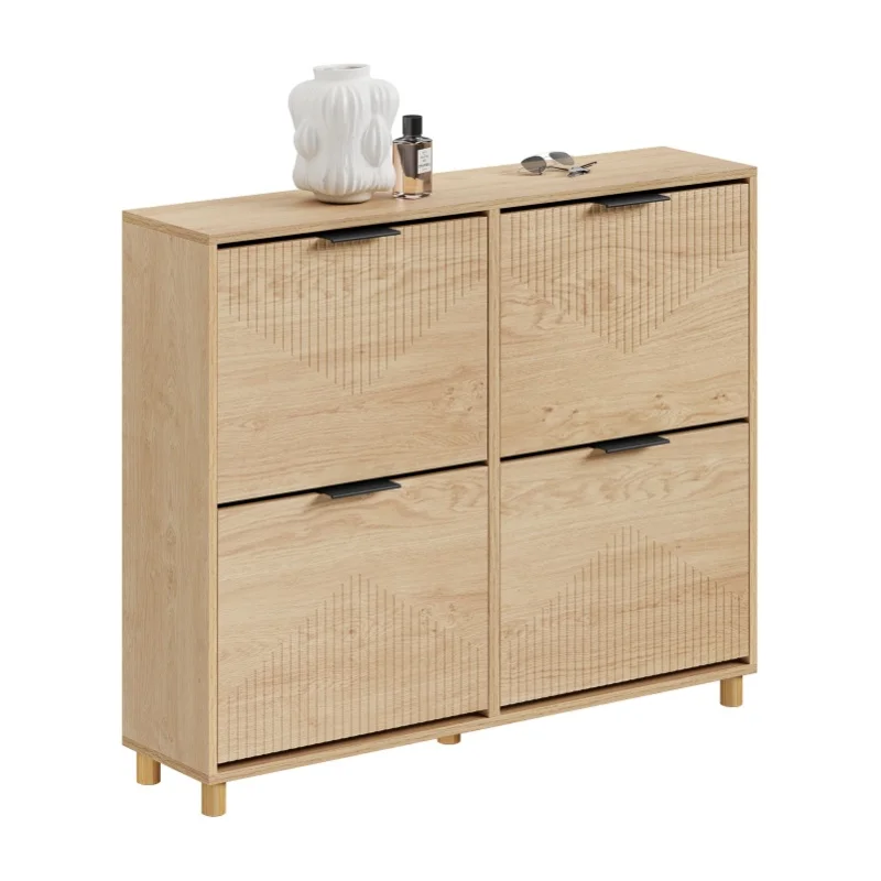 SoBuy FSR214-N schuhschrank schmal - schuhschrank Holz 24cm breit, große Kapazität für Schuhe bis Größe 47, nordisches Design, ideal für Flur, Eingangsbereich, Familie, Farbe Holz, Maße 100x24x83cm
