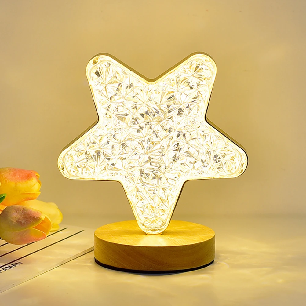 Lampada da notte a forma di stella Alimentata tramite USB Luce calda Luminosità regolabile Arredamento camera da letto Lampada da tavolo romantica per comodino per ragazze