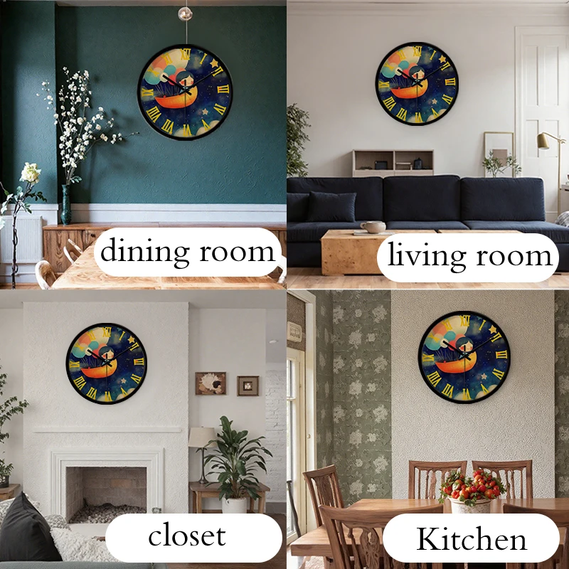Fairy Tale World Cartoon Round Silent Hanging Wall Clock, Suitable For Living Room, School, Study Room,Bedroom, Children's Gifts
