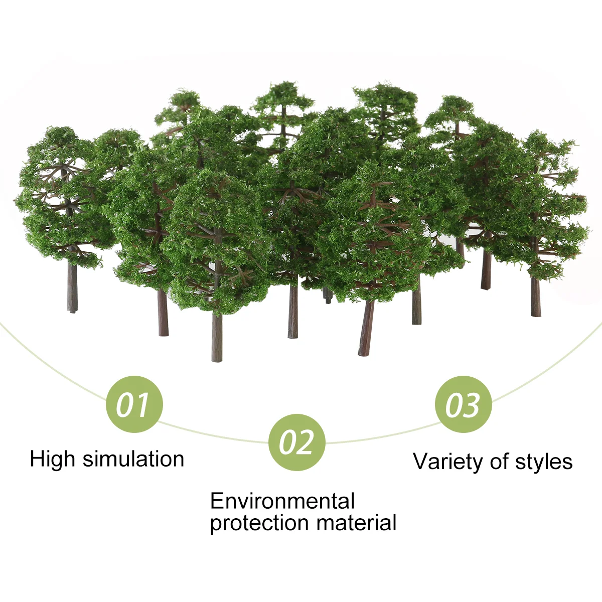 Winomo 20 piezas 9cm paisaje modelo árbol de simulación (verde oscuro) modelo arquitectónico árbol modelo verde