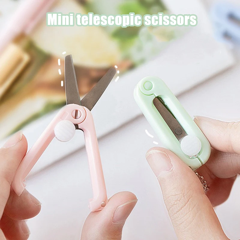 

Creative Mini Portable Scissor Pendant Morandi Retractable Folding Simple Paper-Cutting Art Tools Office School Supplies