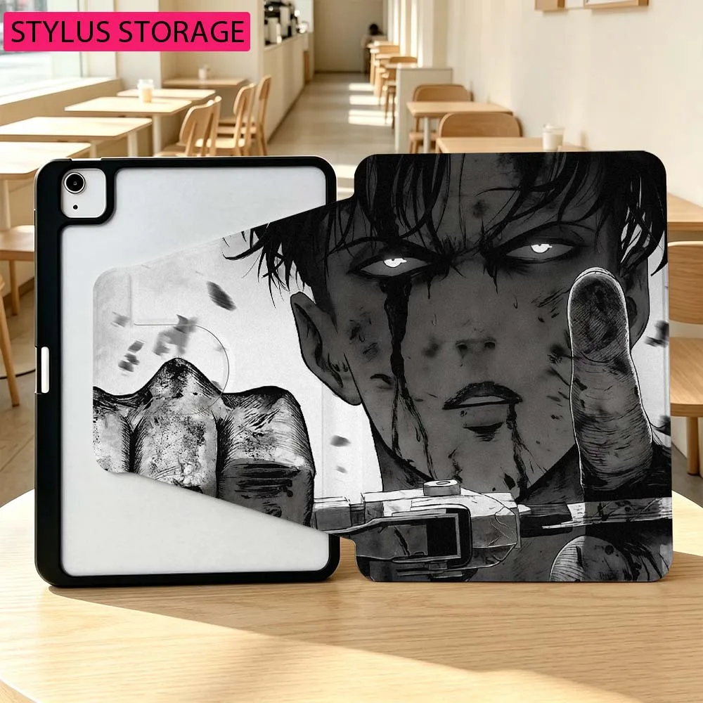 Чехол для Samsung Galaxy Tab A7 A8 A9 A11 S6 S7 S8 S9 S10 S11 FE Plus 360 с изображением аниме A-Attack on Titan °   Чехол для планшета с поворотным слотом для ручки